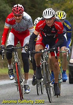 Dennis Easton (right) on his way to winning "Cicli Sport GP" at Moneymore today.